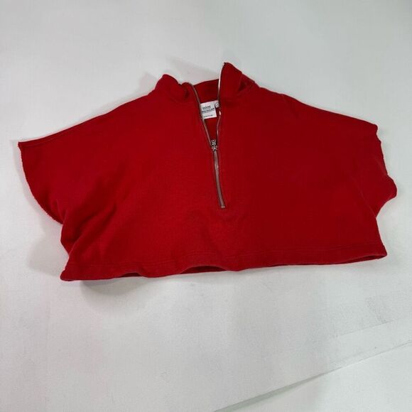Good American Sweatshirt Womens XL (4) Cropped Chunky Pullover Short Sleeve Red - Picture 1 of 9